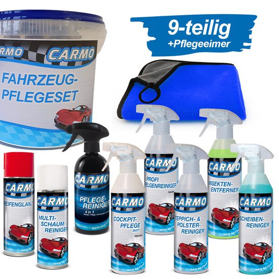 CARMO BASIC Autopflegeset inkl. Aufbewahrungseimer, Außen- und  Innenreinigung